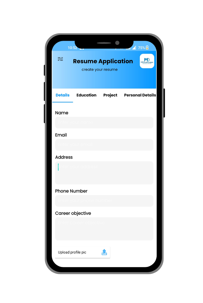 resume-app screen 1