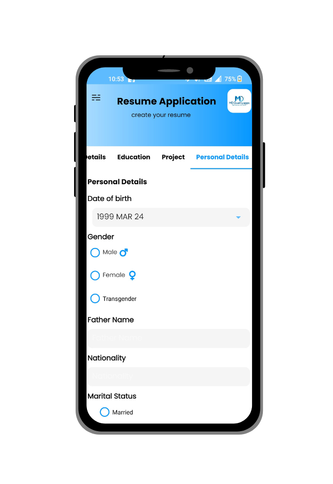 resume-app screen 2